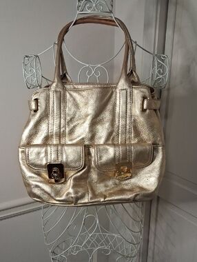 MICHAEL Michael Kors Metallic Gold Tote with Front Pockets